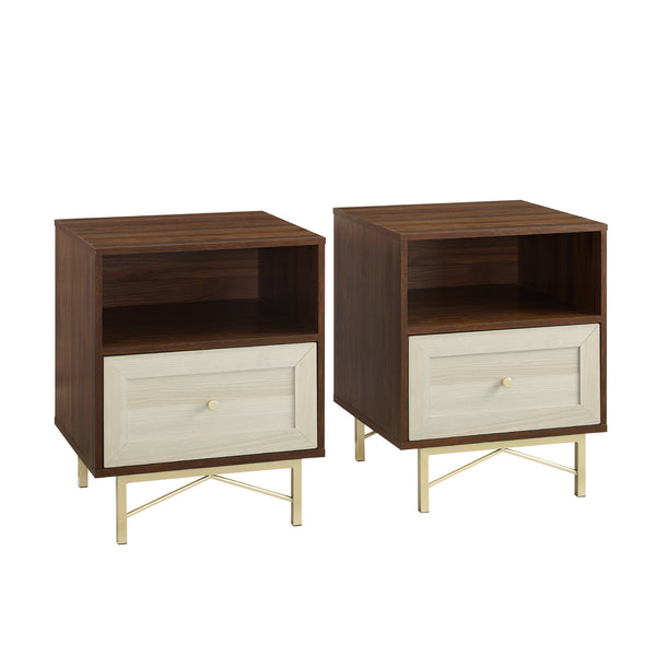 Walker Edison Gwen 1 Drawer Modern Nightstand Set XIIXR BR20GWN1DDWWP-2PK