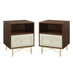 Walker Edison Gwen 1 Drawer Modern Nightstand Set XIIXR BR20GWN1DDWWP-2PK