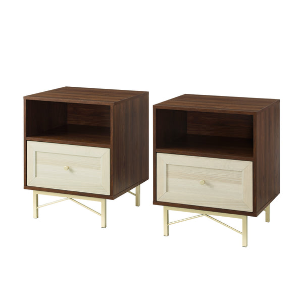 Walker Edison Gwen 1 Drawer Modern Nightstand Set XIIXR BR20GWN1DDWWP-2PK
