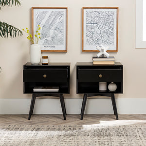 Walker Edison Mid Century Modern 1 Drawer Nightstand XIIXR BR25MC1DBL