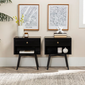 Walker Edison Mid Century Modern 1 Drawer Nightstand XIIXR BR25MC1DBL