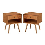 Walker Edison 2 Piece 1-Drawer Mid-Century Solid Wood Nightstand XIIXR BR25MC1DCA-2PK