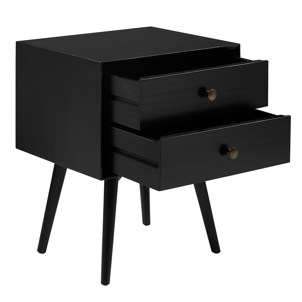 Walker Edison Mid Century Modern 2 Drawer Nightstand XIIXR BR25MC2DBL