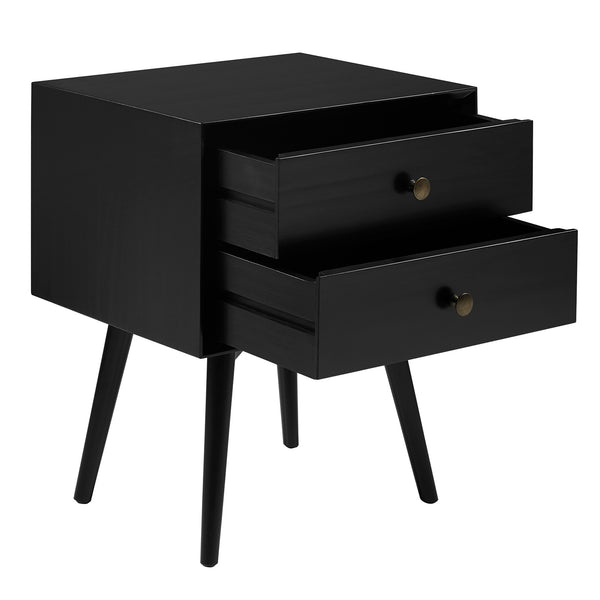 Walker Edison Mid Century Modern 2 Drawer Nightstand XIIXR BR25MC2DBL