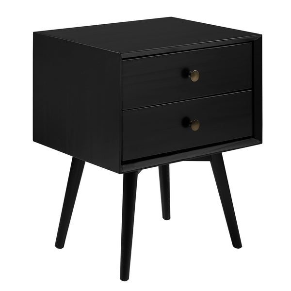 Walker Edison Mid Century Modern 2 Drawer Nightstand XIIXR BR25MC2DBL