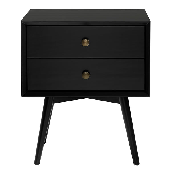 Walker Edison Mid Century Modern 2 Drawer Nightstand XIIXR BR25MC2DBL