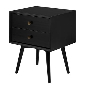 Walker Edison Mid Century Modern 2 Drawer Nightstand XIIXR BR25MC2DBL