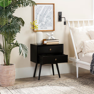 Walker Edison Mid Century Modern 2 Drawer Nightstand XIIXR BR25MC2DBL