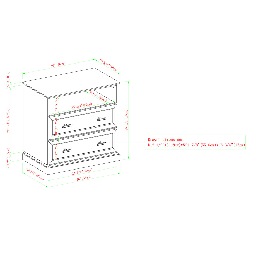 Classic Two-Drawer End Table: Stylish Storage Solution with Smooth Glides for Every Room's Charm