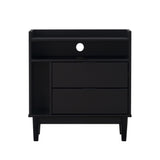 Walker Edison Lee Mid-century Modern/Contemporary 25" Solid Wood 2-Drawer Night Stand with Gallery BR2DRLEENSBL