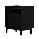 Walker Edison Lee Mid-century Modern/Contemporary 25" Solid Wood 2-Drawer Night Stand with Gallery BR2DRLEENSBL