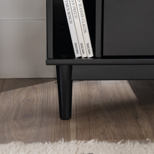 Walker Edison Lee Mid-century Modern/Contemporary 25" Solid Wood 2-Drawer Night Stand with Gallery BR2DRLEENSBL