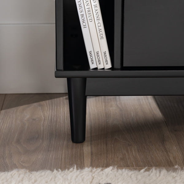 Walker Edison Lee Mid-century Modern/Contemporary 25" Solid Wood 2-Drawer Night Stand with Gallery BR2DRLEENSBL