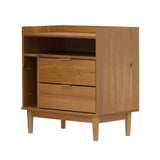 Walker Edison Lee Mid-century Modern/Contemporary 25" Solid Wood 2-Drawer Night Stand with Gallery BR2DRLEENSCA