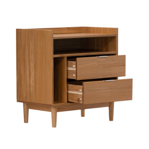 Walker Edison Lee Mid-century Modern/Contemporary 25" Solid Wood 2-Drawer Night Stand with Gallery BR2DRLEENSCA