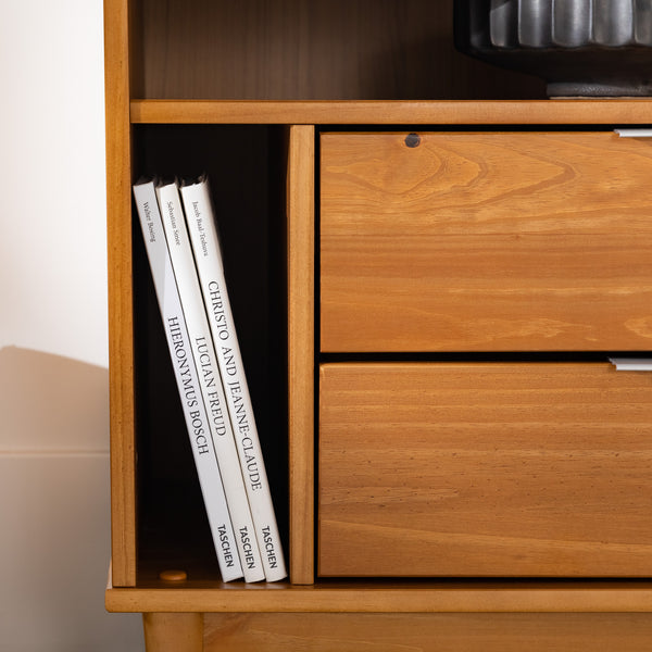 Walker Edison Lee Mid-century Modern/Contemporary 25" Solid Wood 2-Drawer Night Stand with Gallery BR2DRLEENSCA