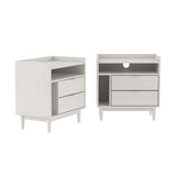 Walker Edison Lee Mid-century Modern/Contemporary 25" Solid Wood 2-Drawer Night Stand with Gallery BR2DRLEENSWH-2PK