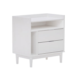 Walker Edison Lee Mid-century Modern/Contemporary 25" Solid Wood 2-Drawer Night Stand with Gallery BR2DRLEENSWH