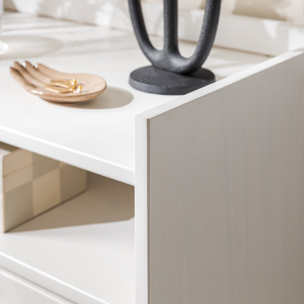 Walker Edison Lee Mid-century Modern/Contemporary 25" Solid Wood 2-Drawer Night Stand with Gallery BR2DRLEENSWH