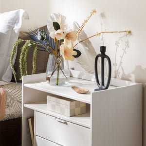 Walker Edison Lee Mid-century Modern/Contemporary 25" Solid Wood 2-Drawer Night Stand with Gallery BR2DRLEENSWH