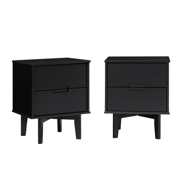 Walker Edison Sloane Transitional/Mid-century Modern 2-Drawer Groove Handle Wood Nightstand BR2DSLNSBL