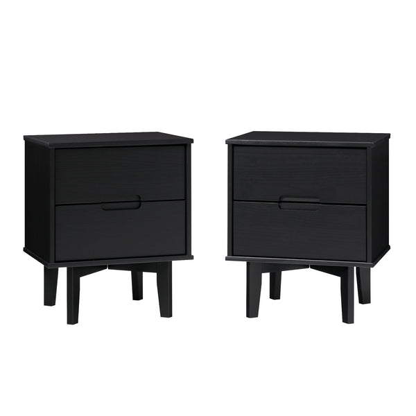 Walker Edison Sloane Transitional/Mid-century Modern 2-Drawer Groove Handle Wood Nightstand BR2DSLNSBL