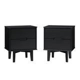 Walker Edison Sloane Transitional/Mid Century Modern 2-Drawer Groove Handle Solid Wood Nightstand BR2DSLNSBL-2PK