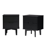 Walker Edison Sloane Transitional/Mid Century Modern 2-Drawer Groove Handle Solid Wood Nightstand BR2DSLNSBL-2PK