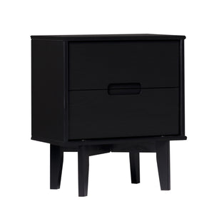 Walker Edison Sloane Transitional/Mid-century Modern 2-Drawer Groove Handle Wood Nightstand BR2DSLNSBL
