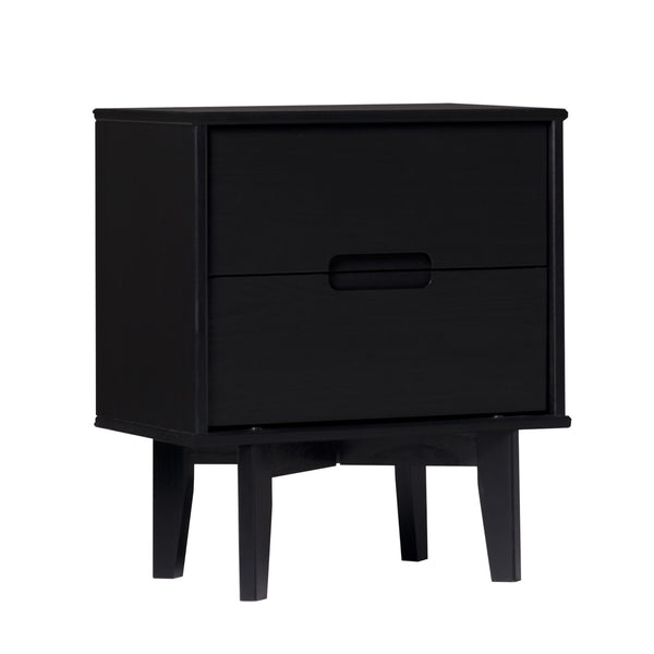 Walker Edison Sloane Transitional/Mid-century Modern 2-Drawer Groove Handle Wood Nightstand BR2DSLNSBL