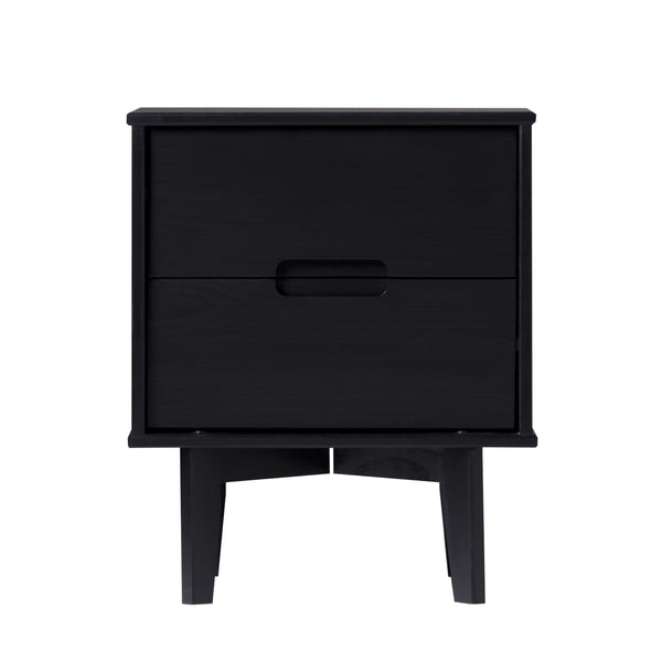 Walker Edison Sloane Transitional/Mid-century Modern 2-Drawer Groove Handle Wood Nightstand BR2DSLNSBL