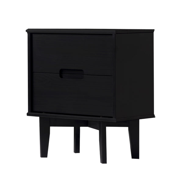 Walker Edison Sloane Transitional/Mid-century Modern 2-Drawer Groove Handle Wood Nightstand BR2DSLNSBL