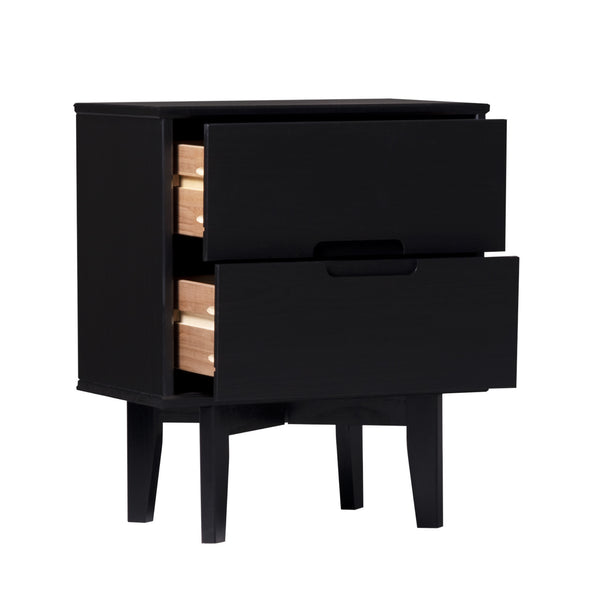 Walker Edison Sloane Transitional/Mid-century Modern 2-Drawer Groove Handle Wood Nightstand BR2DSLNSBL