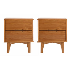 Walker Edison Sloane 2-Piece 2 Drawer Groove Handle Wood Nightstand Set XIIXR BR2DSLNSCA-2PK