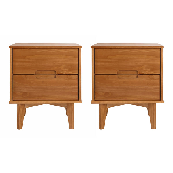 Walker Edison Sloane 2-Piece 2 Drawer Groove Handle Wood Nightstand Set XIIXR BR2DSLNSCA-2PK