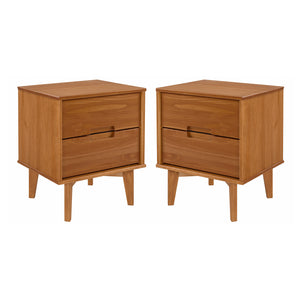 Walker Edison Sloane 2-Piece 2 Drawer Groove Handle Wood Nightstand Set XIIXR BR2DSLNSCA-2PK