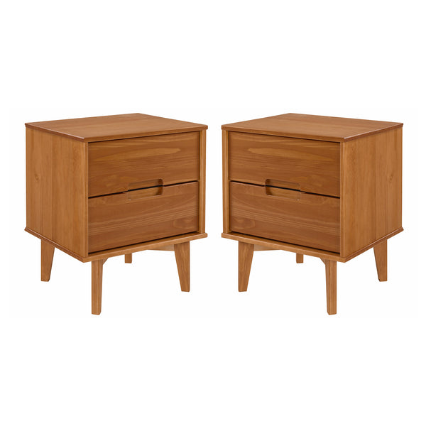 Walker Edison Sloane 2-Piece 2 Drawer Groove Handle Wood Nightstand Set XIIXR BR2DSLNSCA-2PK
