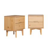 Walker Edison Sloane Transitional/Mid Century Modern 2-Drawer Groove Handle Solid Wood Nightstand BR2DSLNSNP-2PK