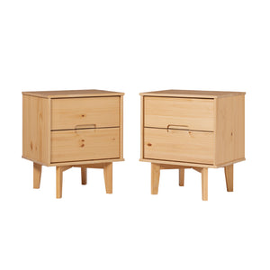 Walker Edison Sloane Transitional/Mid Century Modern 2-Drawer Groove Handle Solid Wood Nightstand BR2DSLNSNP-2PK
