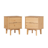 Walker Edison Sloane Transitional/Mid Century Modern 2-Drawer Groove Handle Solid Wood Nightstand BR2DSLNSNP-2PK