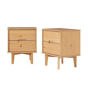 Walker Edison Sloane Transitional/Mid-century Modern 2-Drawer Groove Handle Wood Nightstand BR2DSLNSNP