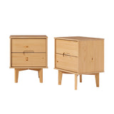 Walker Edison Sloane Transitional/Mid Century Modern 2-Drawer Groove Handle Solid Wood Nightstand BR2DSLNSNP-2PK