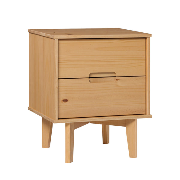 Walker Edison Sloane Transitional/Mid-century Modern 2-Drawer Groove Handle Wood Nightstand BR2DSLNSNP