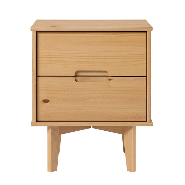 Walker Edison Sloane Transitional/Mid-century Modern 2-Drawer Groove Handle Wood Nightstand BR2DSLNSNP