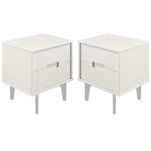 Walker Edison Sloane 2-Piece 2 Drawer Groove Handle Wood Nightstand Set XIIXR BR2DSLNSWH-2PK