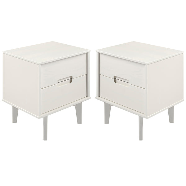 Walker Edison Sloane 2-Piece 2 Drawer Groove Handle Wood Nightstand Set XIIXR BR2DSLNSWH-2PK