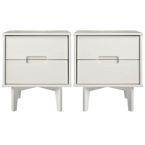 Walker Edison Sloane 2-Piece 2 Drawer Groove Handle Wood Nightstand Set XIIXR BR2DSLNSWH-2PK