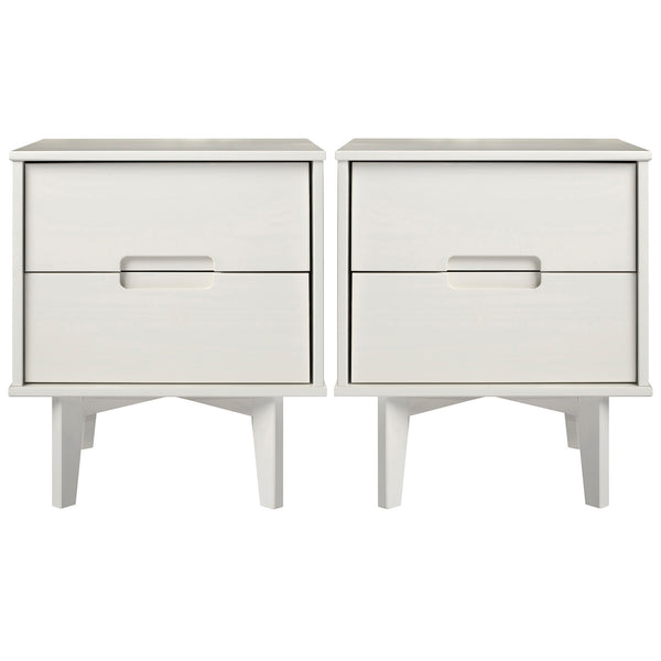 Walker Edison Sloane 2-Piece 2 Drawer Groove Handle Wood Nightstand Set XIIXR BR2DSLNSWH-2PK