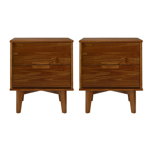 Walker Edison Sloane 2-Piece 2 Drawer Groove Handle Wood Nightstand Set XIIXR BR2DSLNSWT-2PK