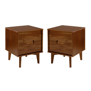 Walker Edison Sloane 2-Piece 2 Drawer Groove Handle Wood Nightstand Set XIIXR BR2DSLNSWT-2PK